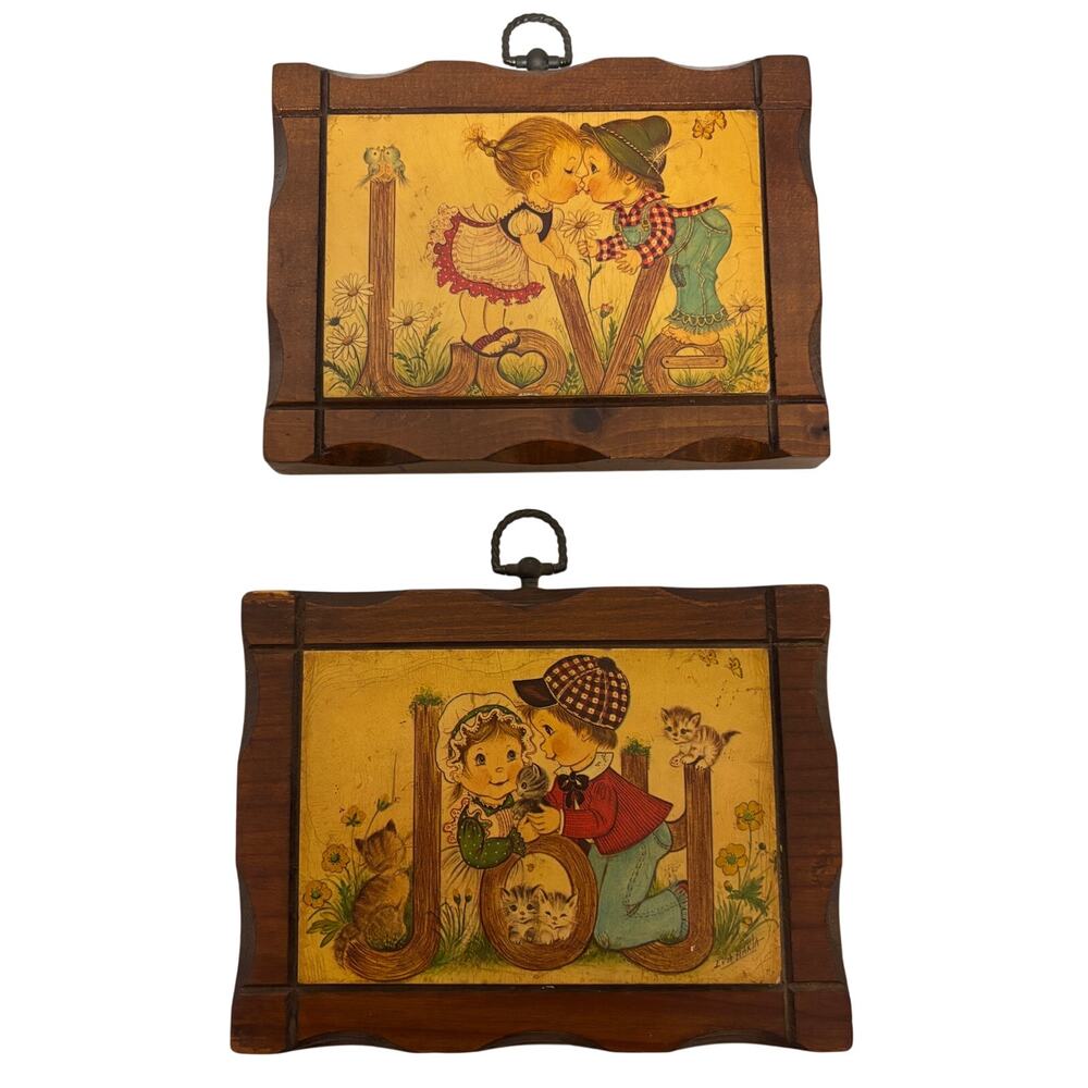 Vintage Dicksons Seymour Indiana Wooden Wall Hanging Mail Organizer Lot Love Joy